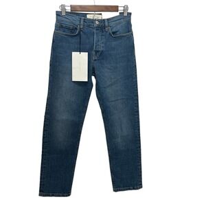 JEANERICA JEANS HIGH RISE BUTTON FLY STRAIGHT LEG MEDIUM WASH‎ BLUE SIZE 27x32